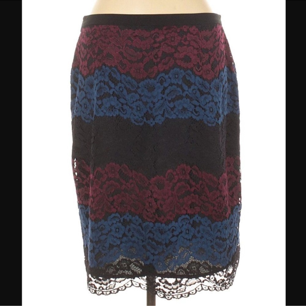 Karl Lagerfeld Lace Pencil Skirt - Black, Blue, Burgundy